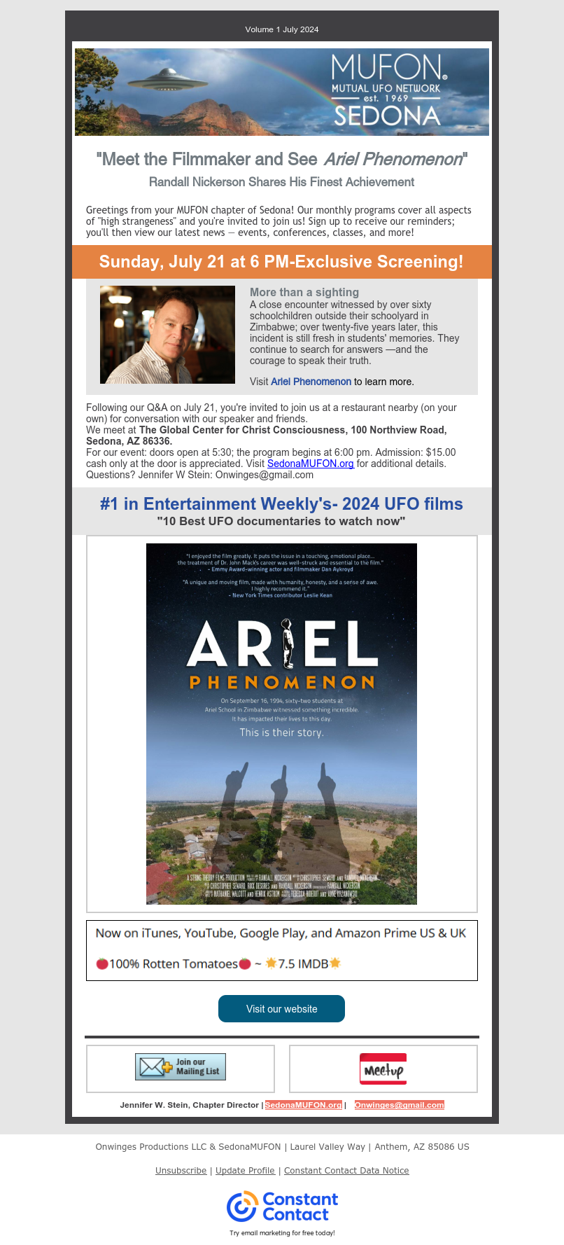 Email promoting documentary-Aerial Phenomenon